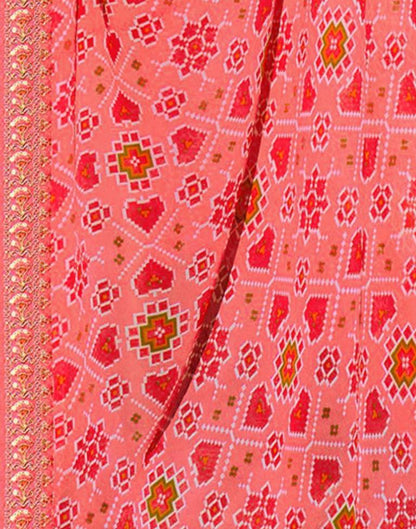 Watermelon Pink And Multicolored Patola Saree | Sudathi