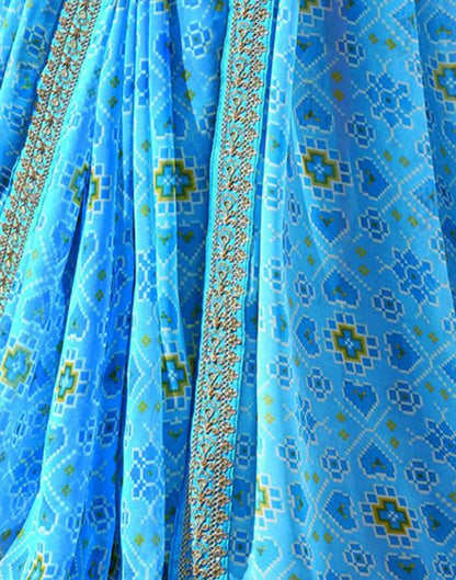 Sky Blue And Multicolored Patola Saree | Sudathi