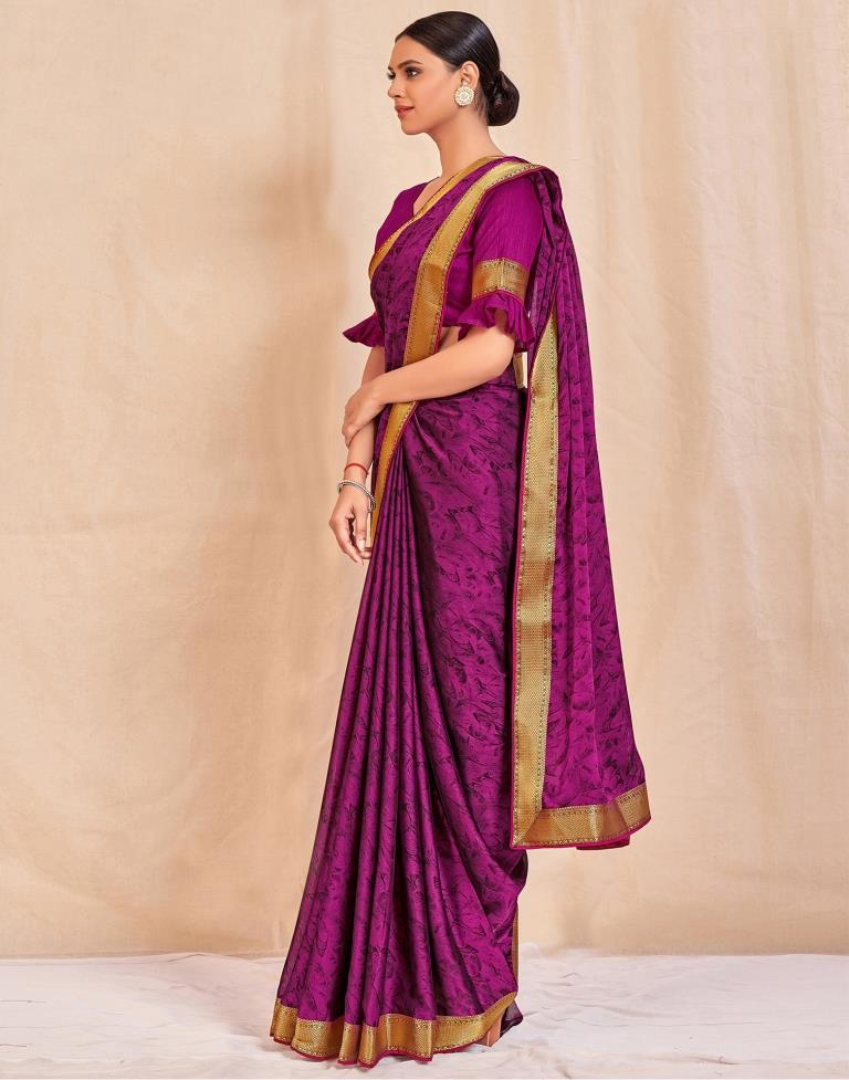 Black And Violet Chiffon Saree | Sudathi