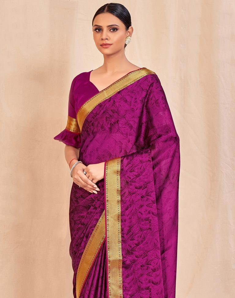 Black And Violet Chiffon Saree | Sudathi