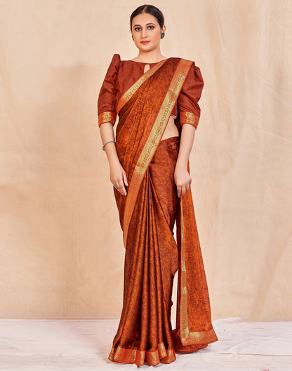 Brunt Orange Chiffon Saree | Sudathi