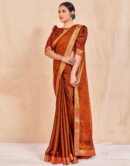 Brunt Orange Chiffon Saree | Sudathi