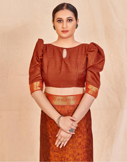 Brunt Orange Chiffon Saree | Sudathi