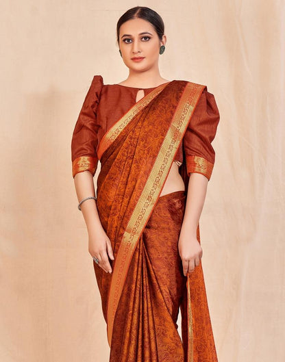 Brunt Orange Chiffon Saree | Sudathi