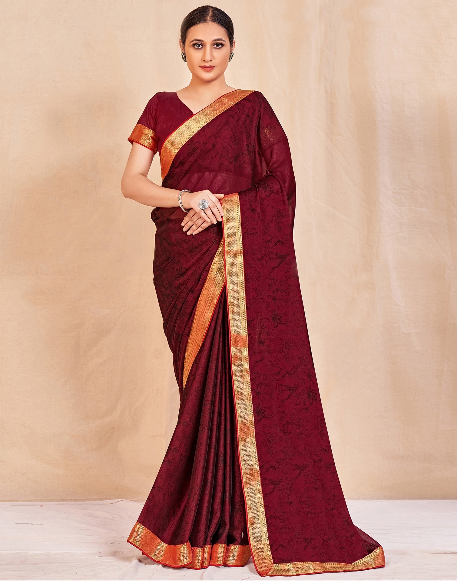 Maroon Chiffon Saree | Sudathi