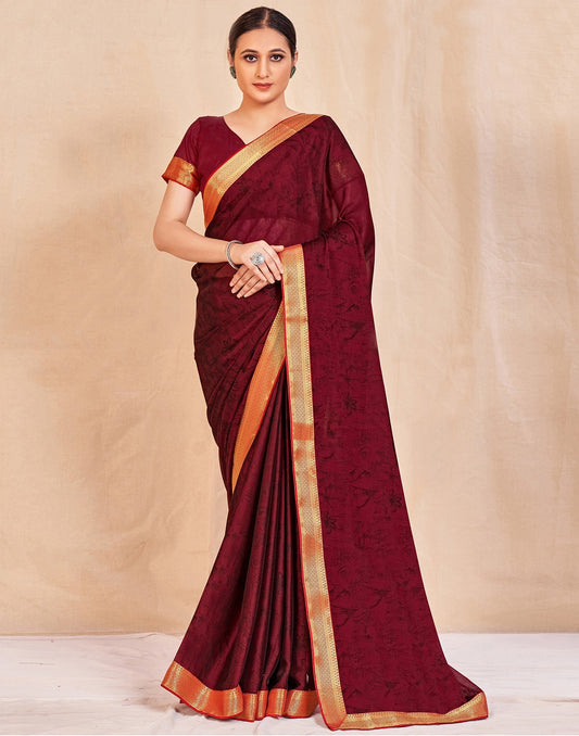 Maroon Chiffon Saree | Sudathi