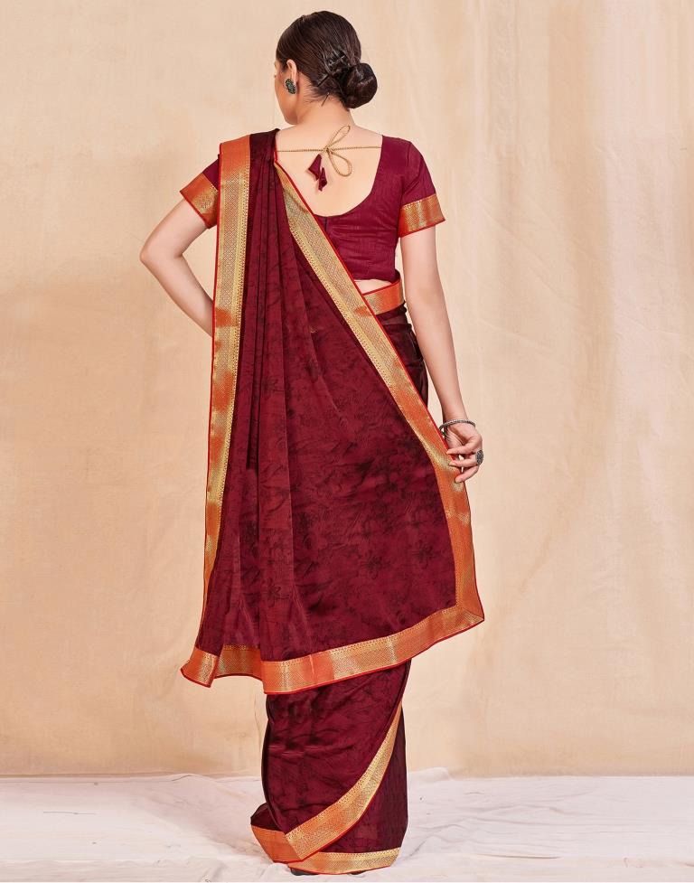 Maroon Chiffon Saree | Sudathi