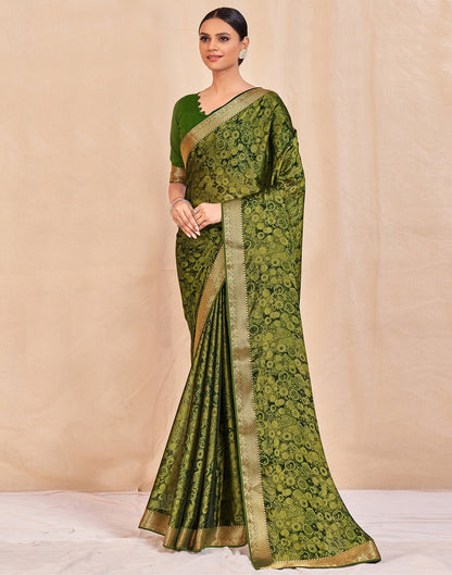 Olive Green Chiffon Saree | Sudathi