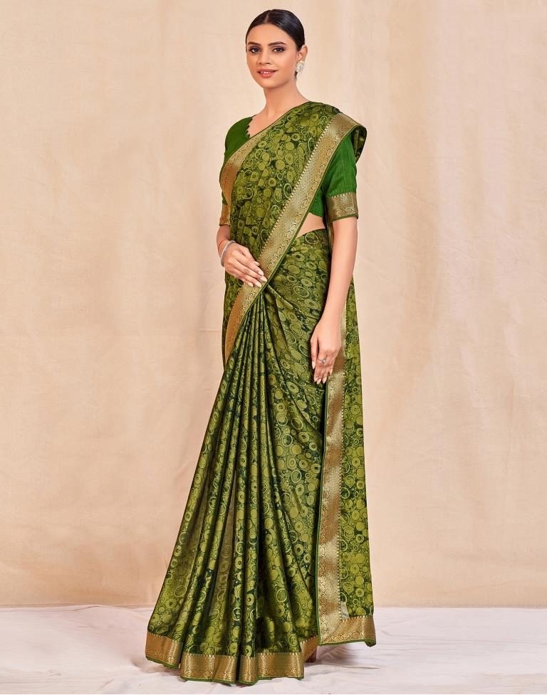 Olive Green Chiffon Saree | Sudathi
