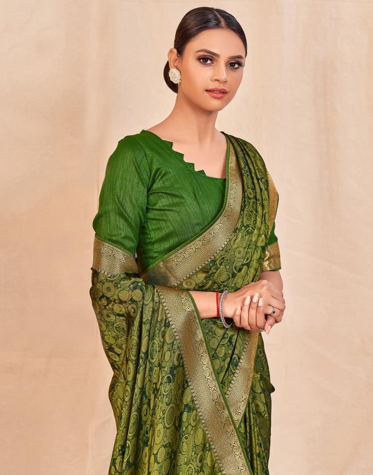 Olive Green Chiffon Saree | Sudathi
