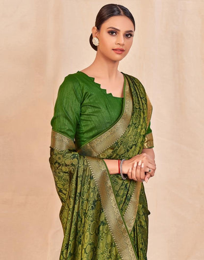 Olive Green Chiffon Saree | Sudathi
