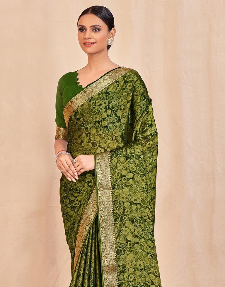 Olive Green Chiffon Saree | Sudathi