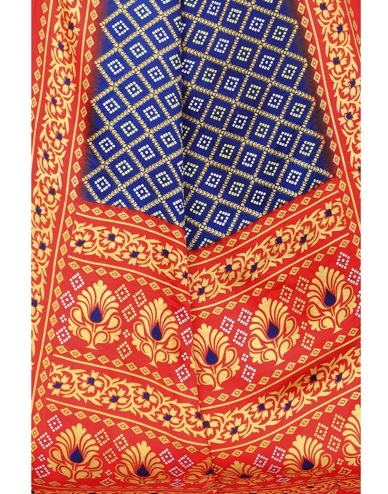 Navy Blue Bandhani Silk Saree