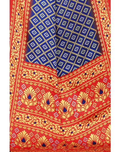 Navy Blue Bandhani Silk Saree