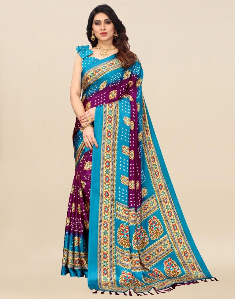 Purple Bandhani Silk Saree