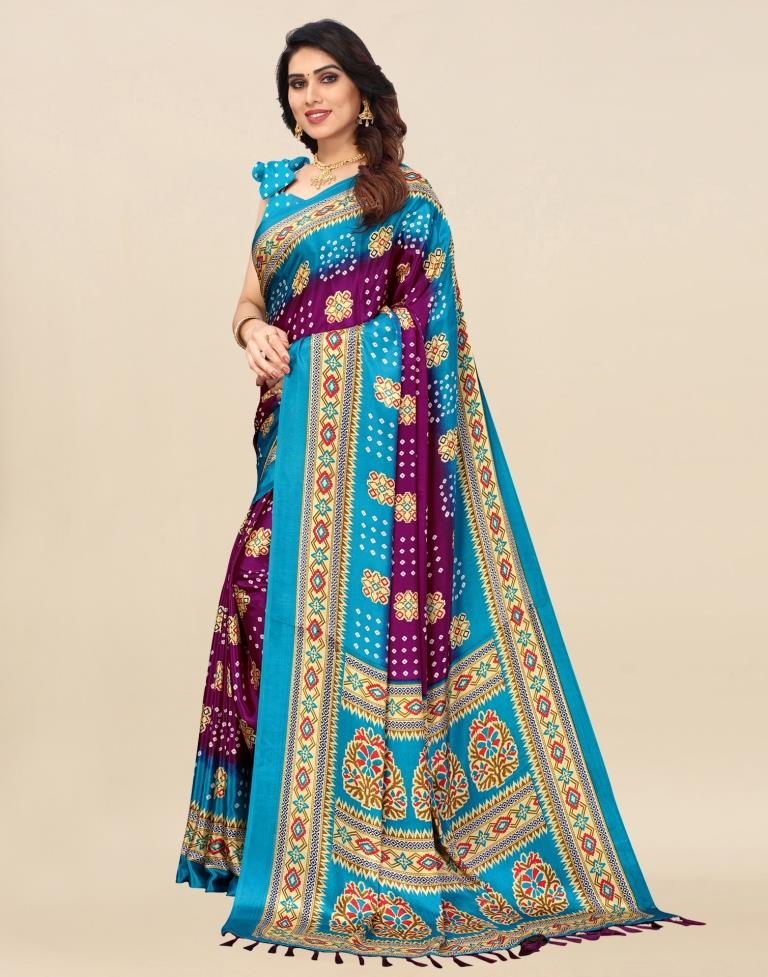 Purple Bandhani Silk Saree