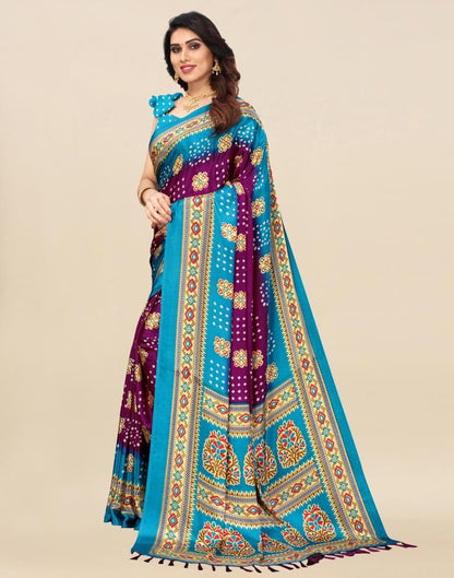 Purple Bandhani Silk Saree