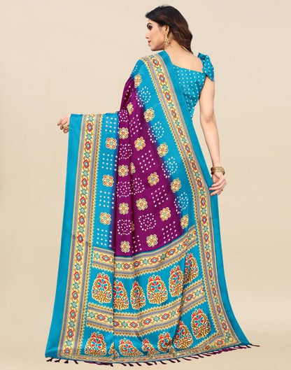 Purple Bandhani Silk Saree