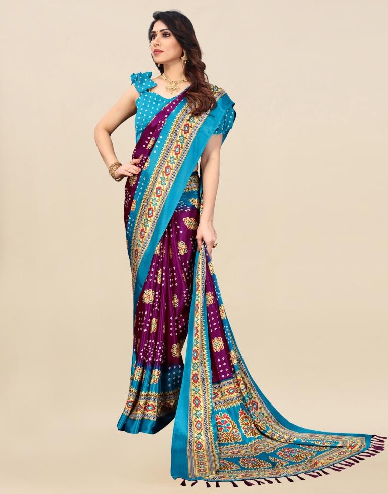 Purple Bandhani Silk Saree