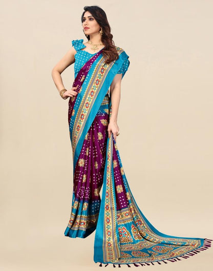 Purple Bandhani Silk Saree