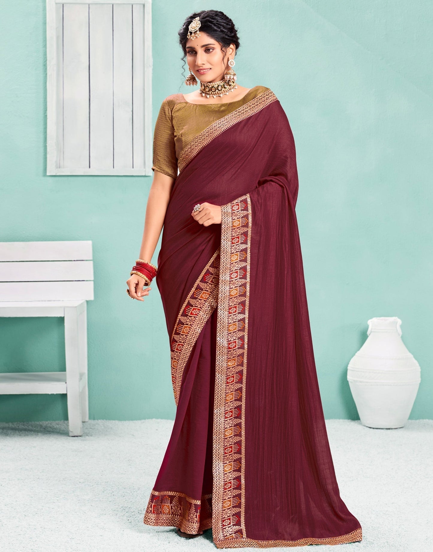Maroon Silk Saree | Sudathi