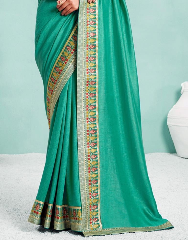 Turquoise Green Silk Saree | Sudathi