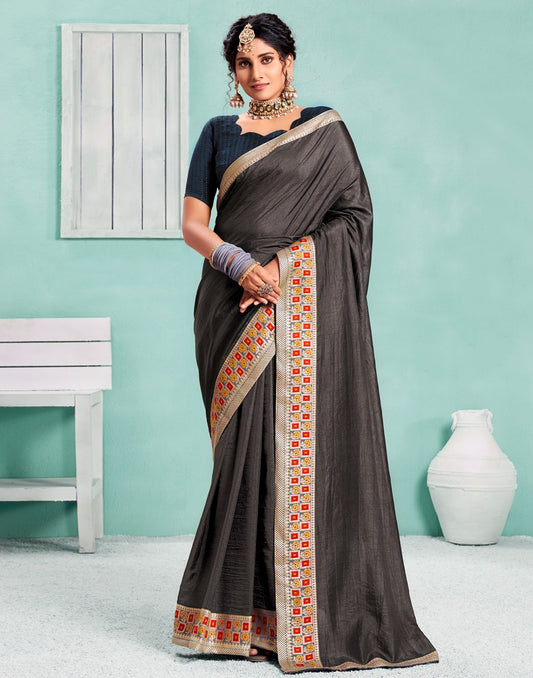 Dark Brown Silk Saree | Sudathi
