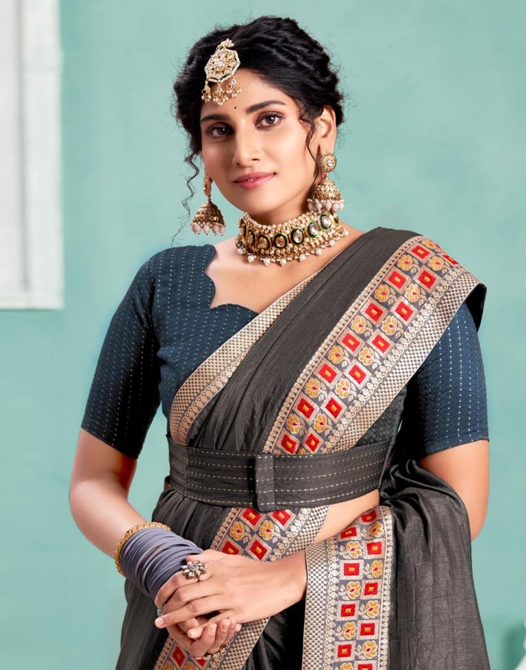 Dark Brown Silk Saree | Sudathi