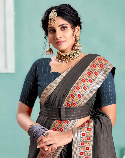 Dark Brown Silk Saree | Sudathi