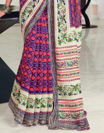 Watermelon Pink And Multicolored Cotton Saree | Sudathi