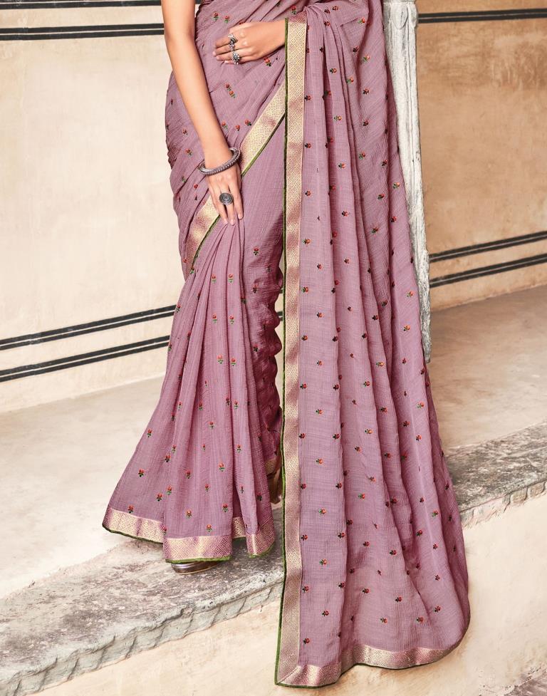 Dusty Pink Chiffon Saree | Sudathi