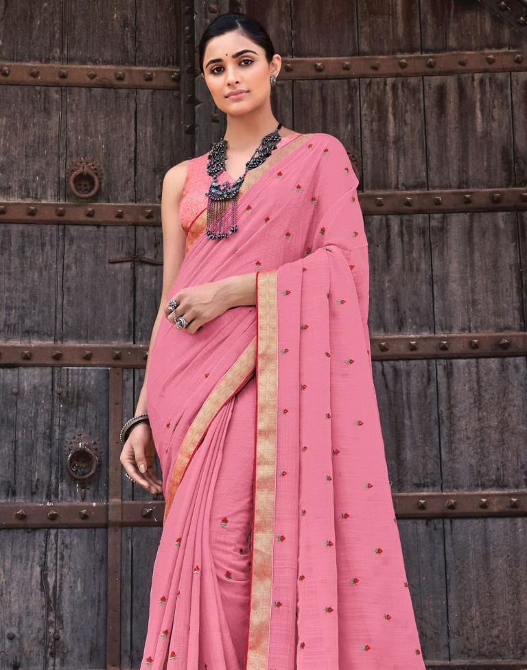 Light Pink Chiffon Saree | Sudathi