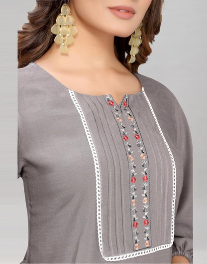 Grey Coloured Diva Slub Mill Dyed Top | Sudathi