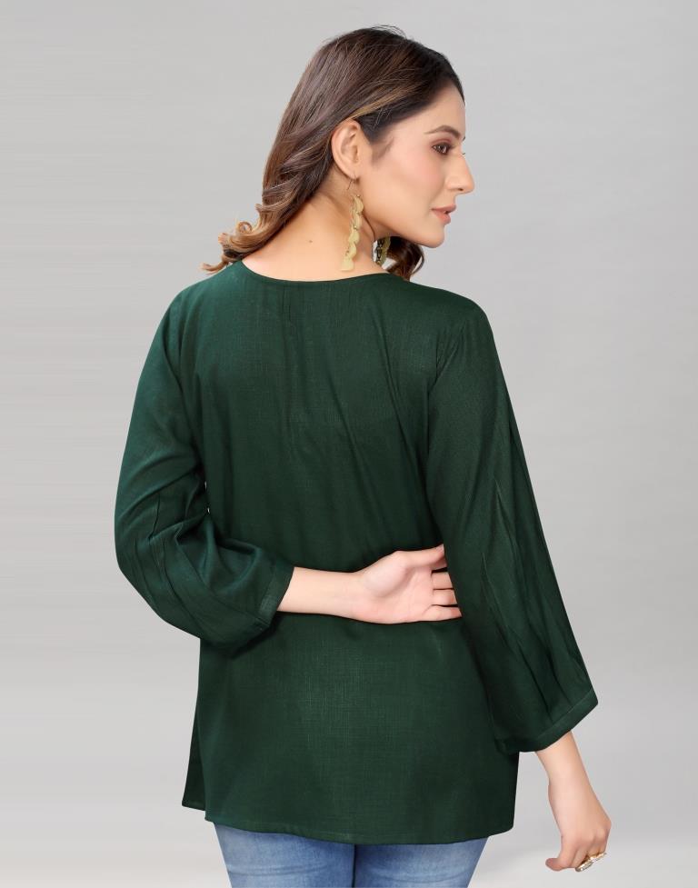 Dark Green Coloured Diva Slub Mill Dyed Top | Sudathi