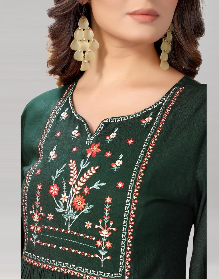 Dark Green Coloured Diva Slub Mill Dyed Top | Sudathi