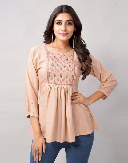 Light Brown Colored Diva Slub Mill Dyed Top | Sudathi