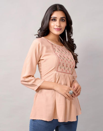 Light Brown Colored Diva Slub Mill Dyed Top | Sudathi