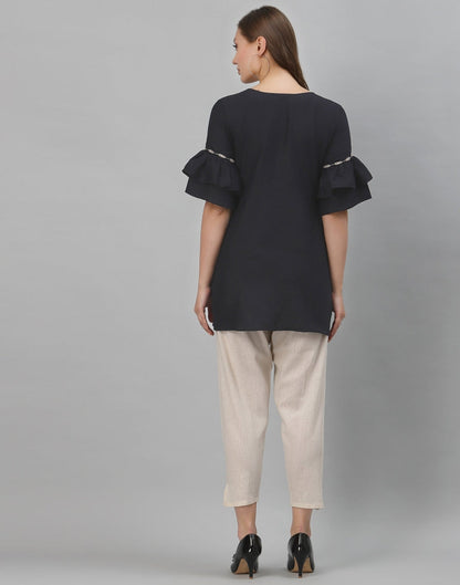 Blue Embroidered Top | Leemboodi