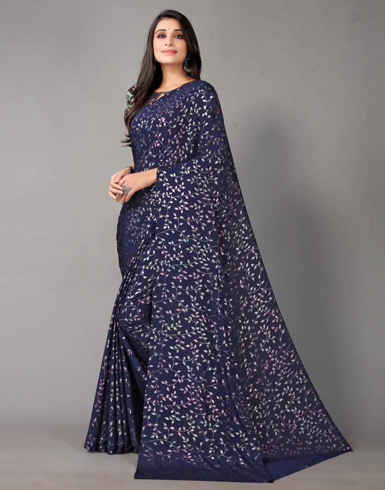 Navy Blue Silk Saree | Sudathi