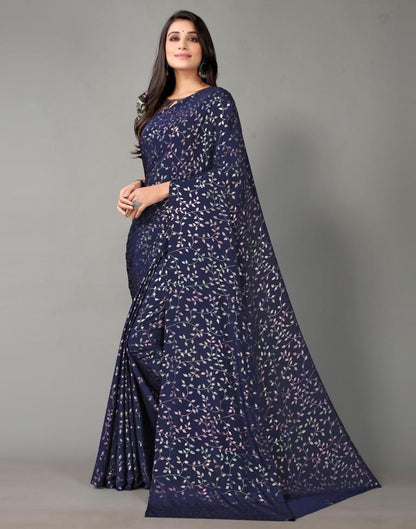 Navy Blue Silk Saree | Sudathi