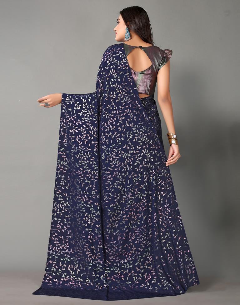 Navy Blue Silk Saree | Sudathi