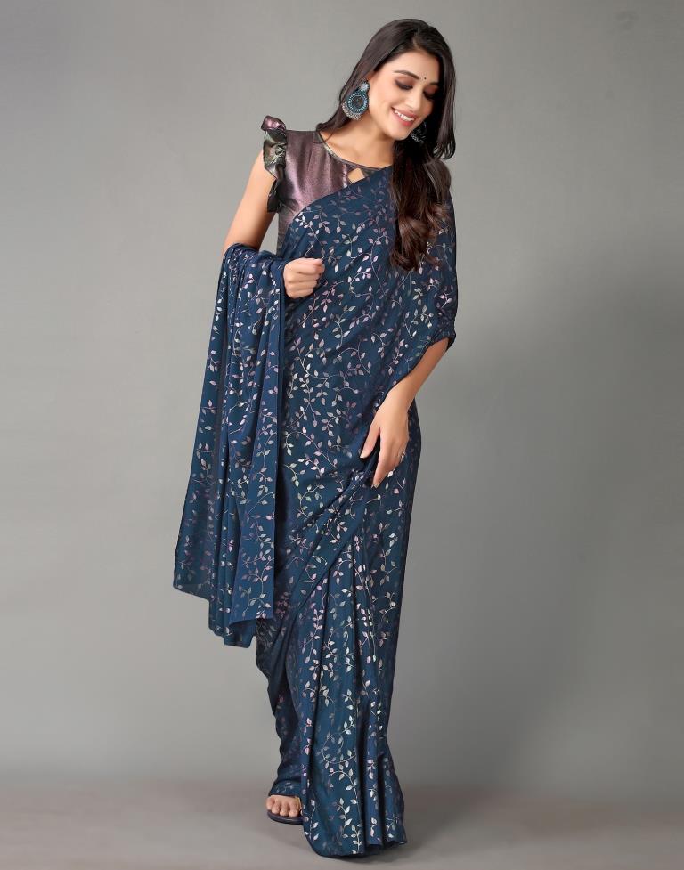 Navy Blue Silk Saree | Sudathi