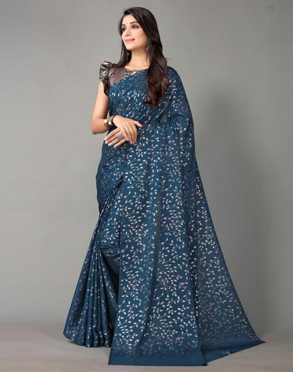 Peacock Blue Silk Saree | Sudathi