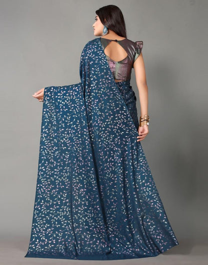 Peacock Blue Silk Saree | Sudathi