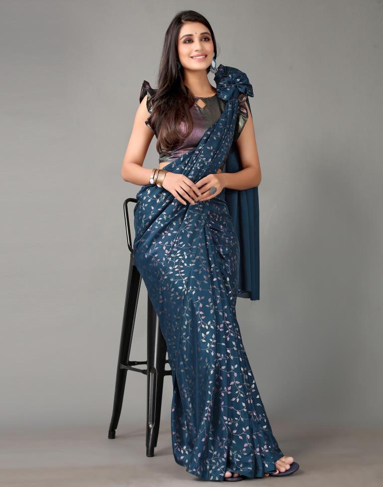 Peacock Blue Silk Saree | Sudathi