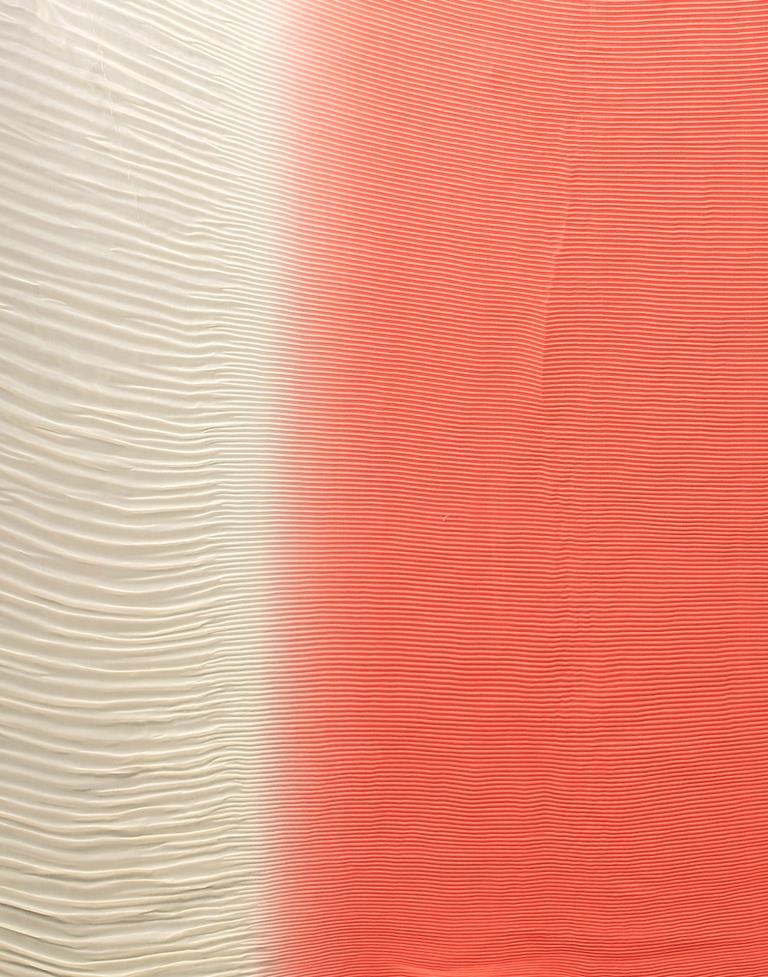 Coral And Cream Georgette Saree | Sudathi