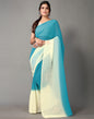 Sky Blue And Cream Georgette Saree | Sudathi