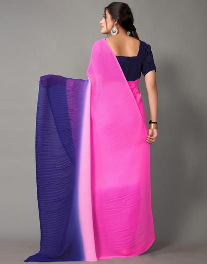Pink And Navy Blue Georgette Saree | Sudathi