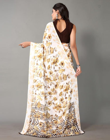 White And Multicolored Georgette Saree | Sudathi