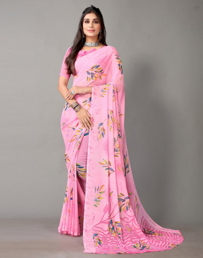 Light Pink And Multicolored Georgette Saree | Sudathi